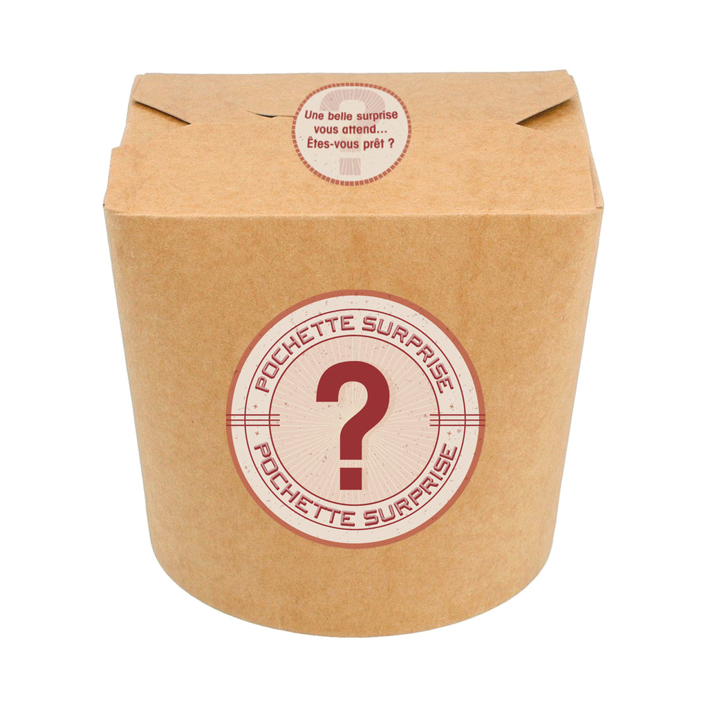 Boîte surprise contenant le bavoir avec le message personnalisé