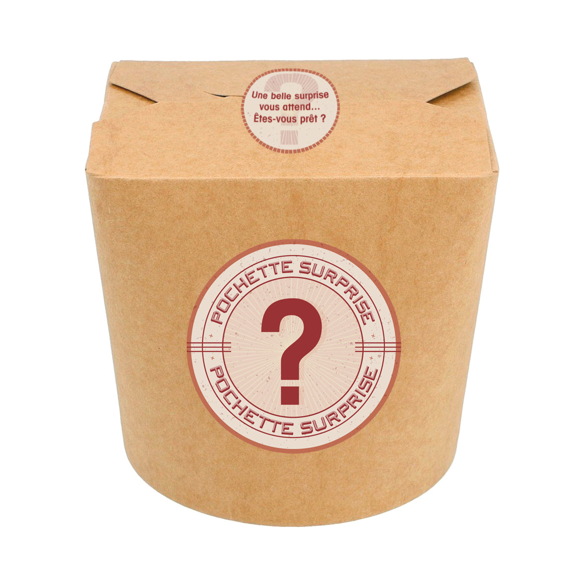 Boîte surprise contenant le bavoir avec le message personnalisé