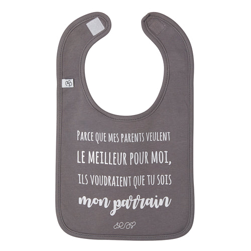 Bavoir annonce naissance pour parrain en coton avec message demande