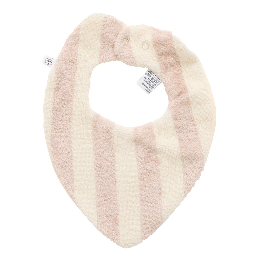 Bavoir bandana bébé réversible en coton et bambou rayé ivoire / galet