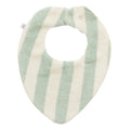 Bavoir bandana bébé réversible en coton et bambou rayé ivoire / vert de gris