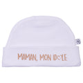 Bonnet naissance bébé classique avec message maman mon idole