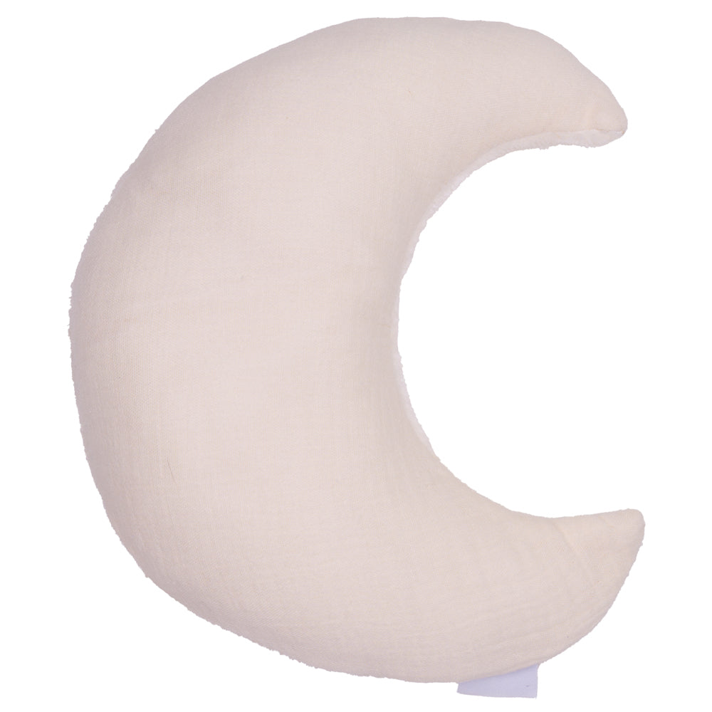 Bouillotte lune bébé en coton et bambou avec graines de colza chauffant beige vue du dessous