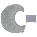 Bouillotte lune bébé en coton et bambou avec graines de colza chauffante vert de gris vue du dessus