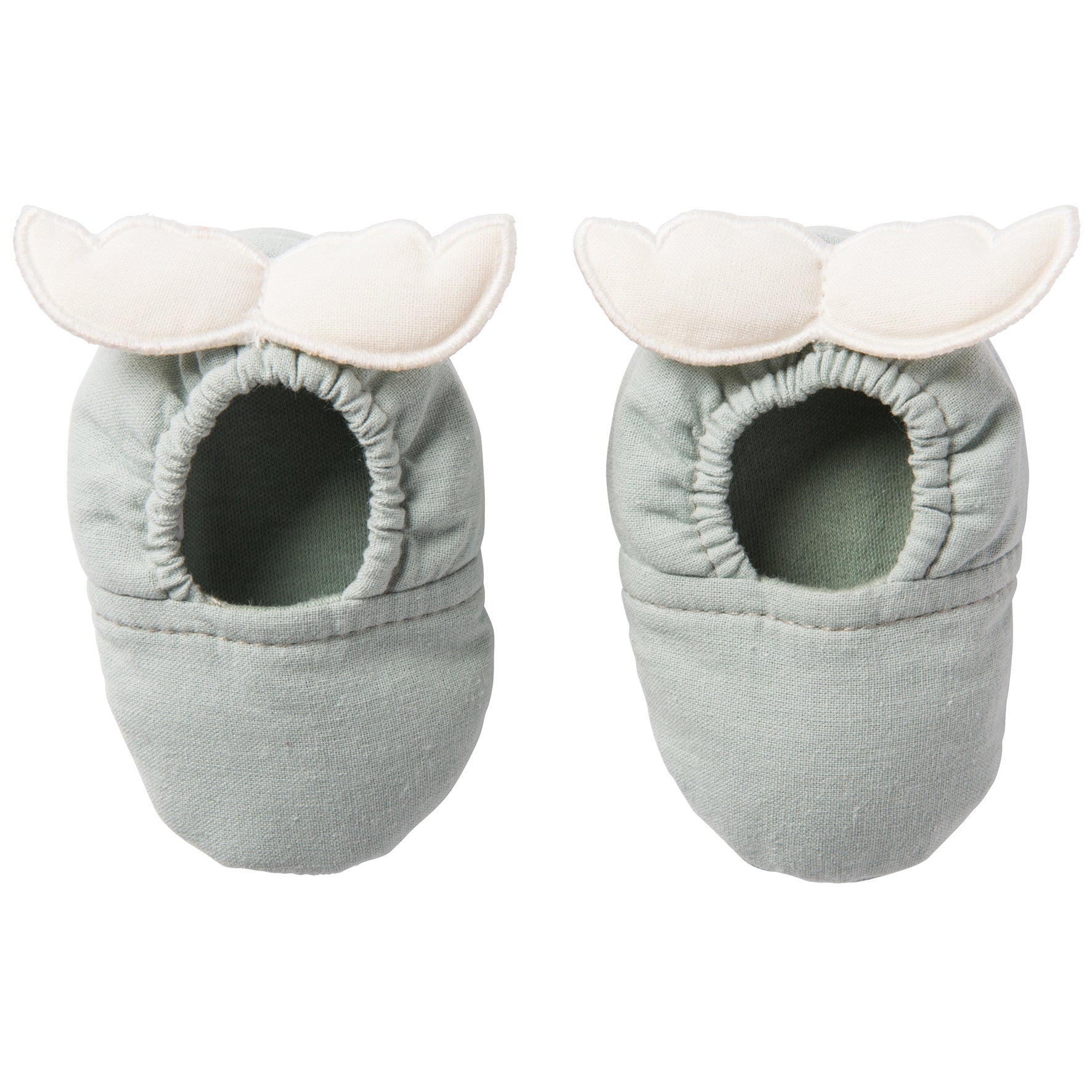 Chaussons bébé verts avec ailes d’ange en coton doublé pour nouveau-né