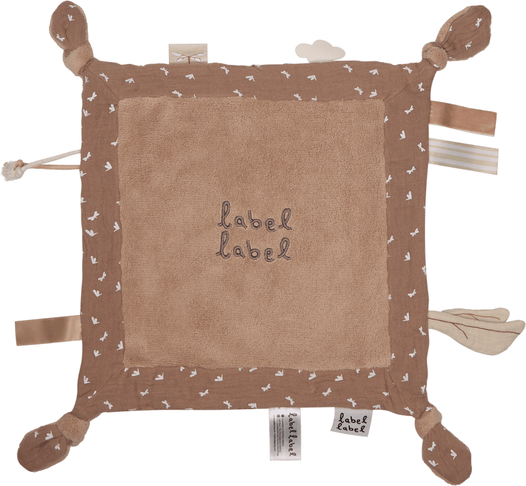 Doudou plat bébé en mousseline biologique doux et léger câlin brun vue de face