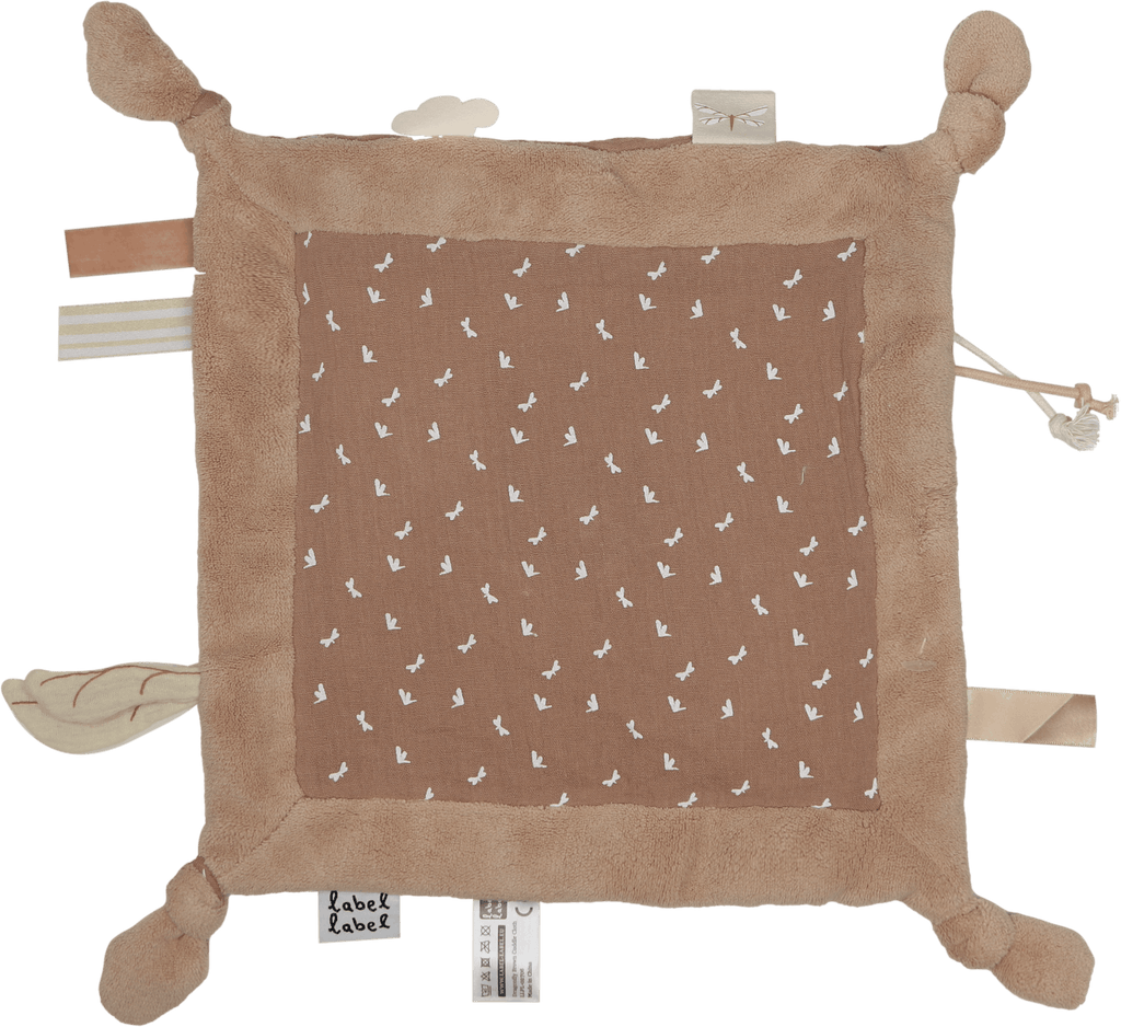 Doudou plat bébé en mousseline biologique doux et léger câlin brun vue arrière