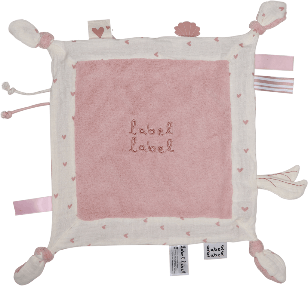 Doudou plat bébé en mousseline biologique doux et léger cœur rose vue de face