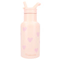 Gourde bébé en acier inoxydable 350 ml avec paille motif cœur