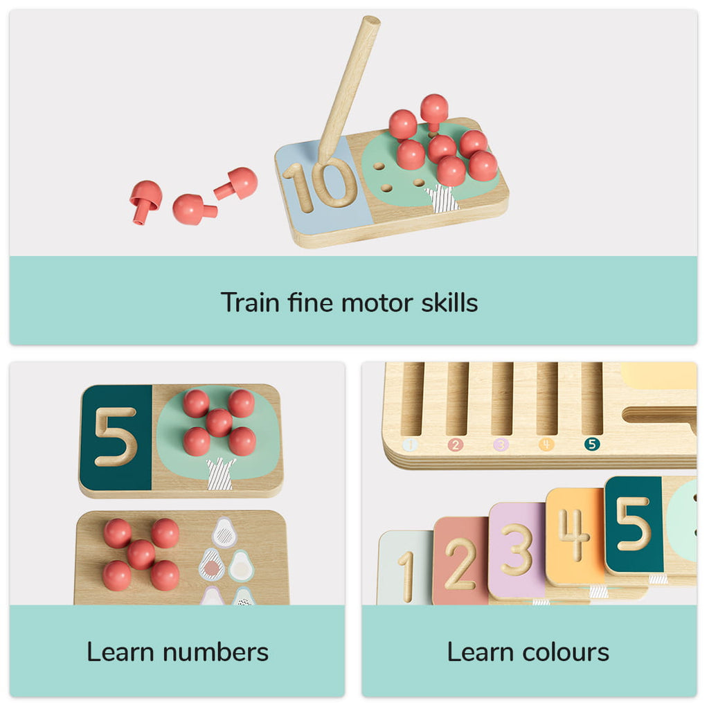 Jeu éducatif enfant chiffres bois arbres fruitiers et ses 3 méthodes d'apprentissage