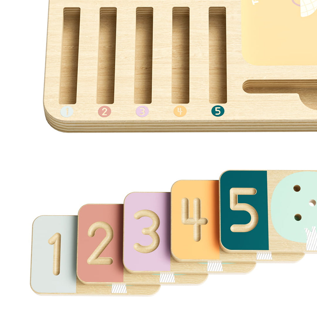 Jeu éducatif enfant chiffres bois arbres fruitiers et ses accessoires en bois