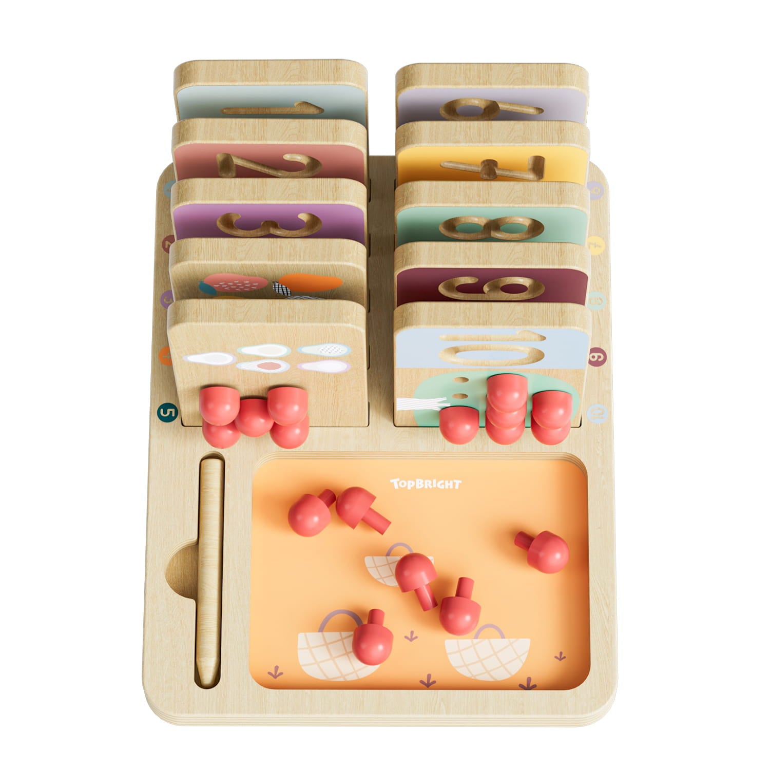 Jeu éducatif enfant chiffres bois arbres fruitiers et ses accessoires en forme de fruits