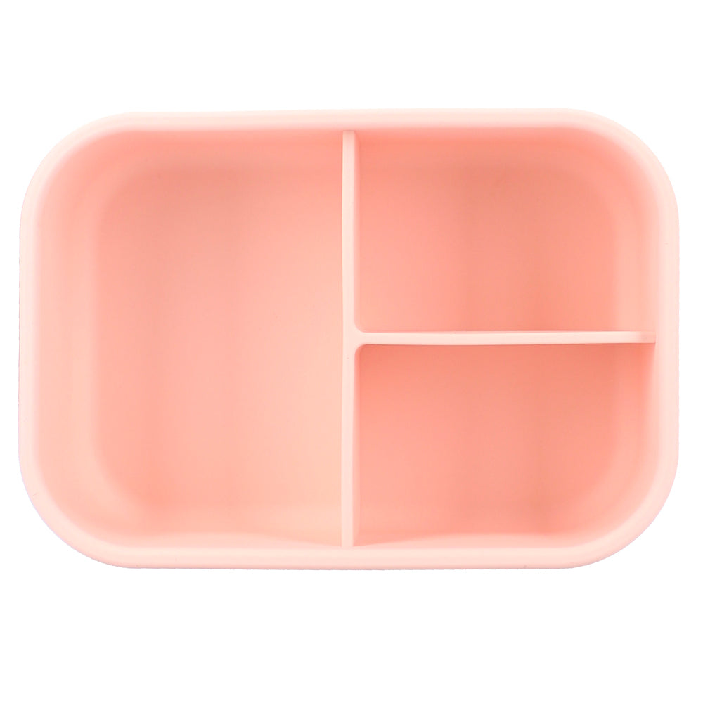 Lunch box bébé en silicone 700 ml avec compartiments motif cœur ouverte