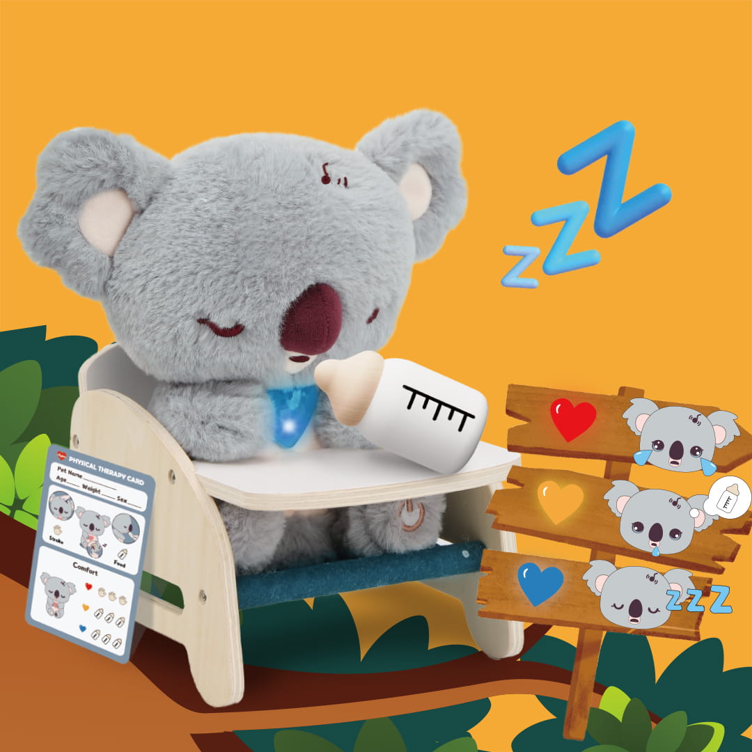 Peluche interactive bébé koala avec cœur lumineux