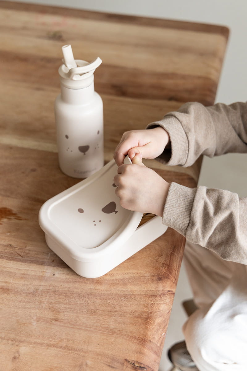 ensemble de repas beige en silicone motif ourson