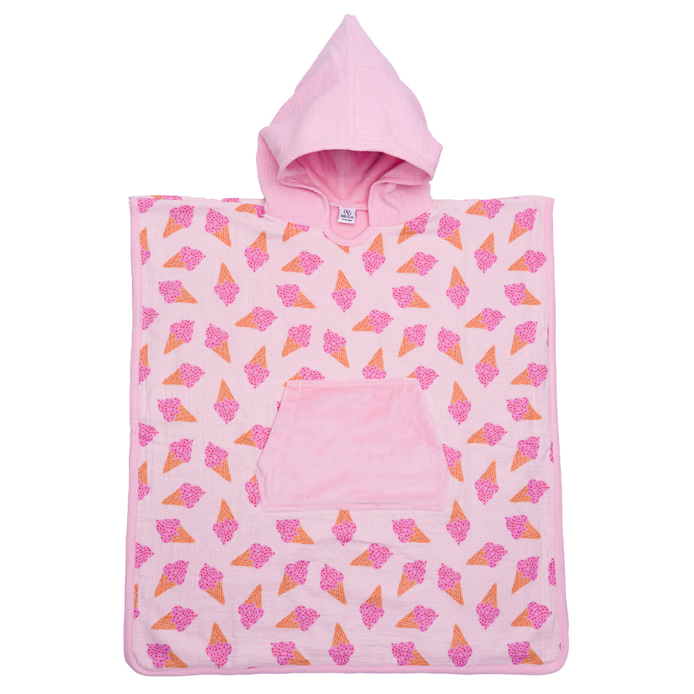 Poncho de bain enfant en bambou et coton avec motifs glace