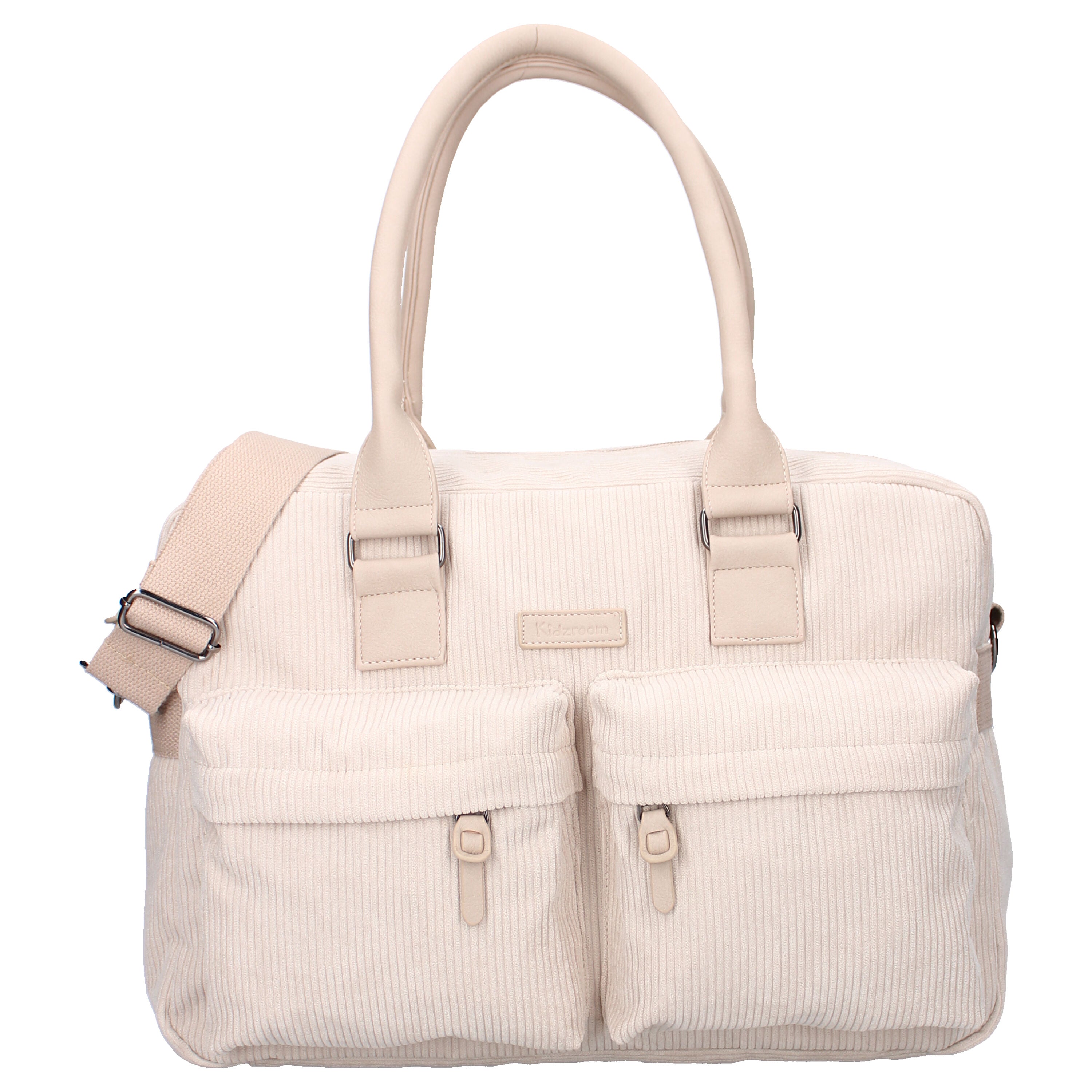 Sac à langer bébé avec matelas à langer en velours couleur sable de face