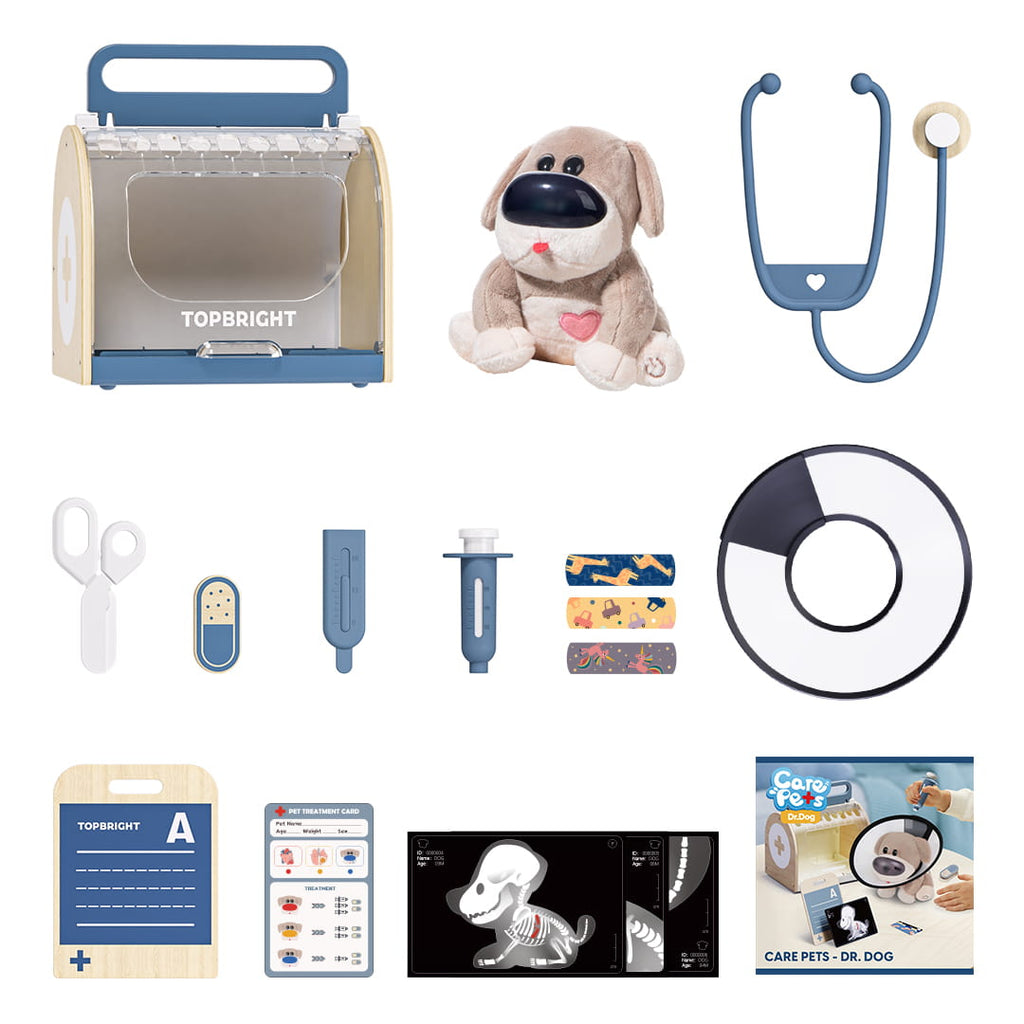 Set vétérinaire enfant avec chien peluche interactif et ses accessoires